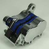 Chrome Ultima 4-piston Billet Aluminum Motorcycle Brake Caliper WITH PADS - Mounting Kits Also Available - Harley Chopper Bobber Cafe Racer Billet Proof Designs