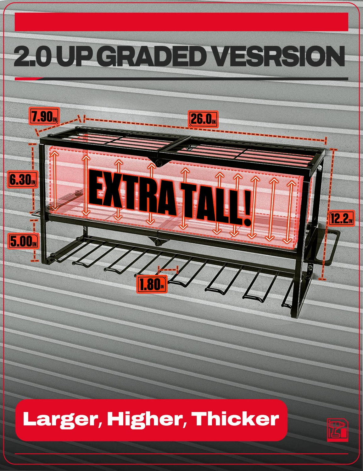 Amoowis Power Tool Organizer, Garage Organization with 7 Drill Holders, Tool Box Organizers and Storage Wall Mount, Metal Shelf Heavy Duty, Utility Amoowis