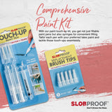 Slobproof Refillable Touch-Up Paint Pen 2 in 1 Pack and Replacement Brush Tips 5 in 1 Pack Bundle- Precision Small Paint Brushes for Touch-Ups on Slobproof