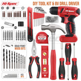 Hi-Spec 58pc Red 8V Electric Drill Driver & Household Tool Kit Set. A DIY Cordless Power Screwdriver Hi-Spec