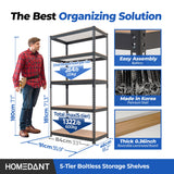 HOMEDANT 5 Tier Laminated Metal Shelving Unit Adjustable Garage Storage Utility Rack Heavy Duty Shelves Organization Multipurpose Shelf Warehouse HOMEDANT