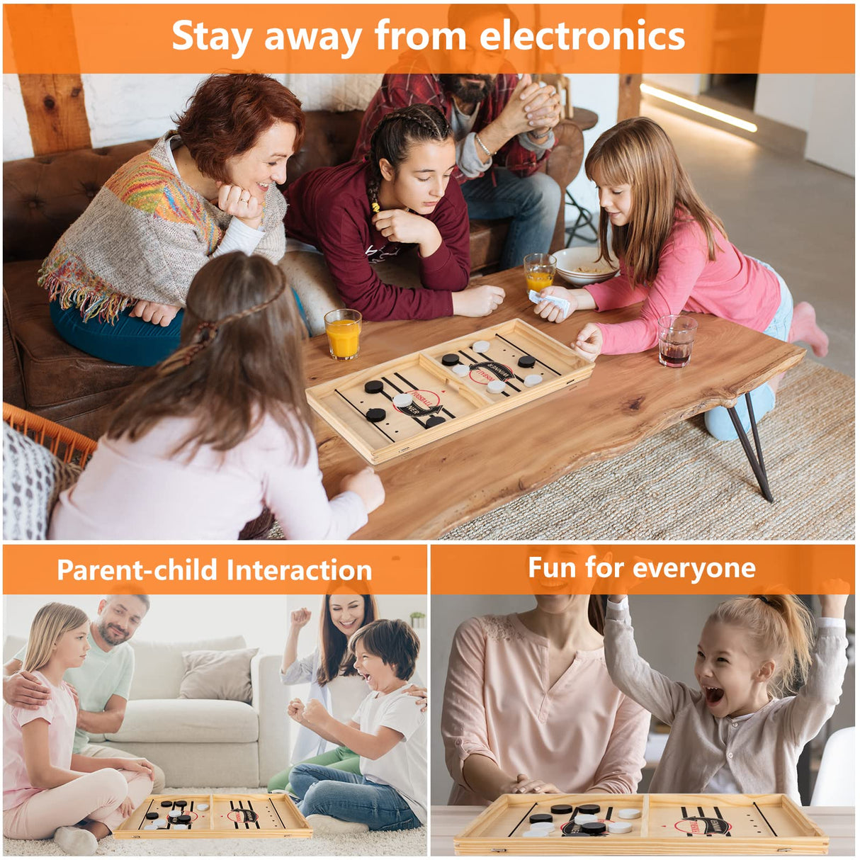 Kongwal Large Sling Puck Game, Foosball Winner Board Game, Wooden Hockey Table Game, Fast Paced Slingshot Game Board, Rapid Sling Table Battle Speed kongwal