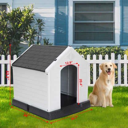 Pet Republic Large Plastic Dog House Indoor Outdoor Doghouse Dog Kennel Easy to Assemble Puppy Shelter w/Air Vents Elevated Floor Waterproof - WoodArtSupply