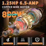 TWOWIN Router Tool, 6.5 Amp 1.25 HP Hand held Wood Router Tool, Compact Palm Trim Router for Woodworking, 6 Variable Speeds Fixed Base Laminate TwoWin