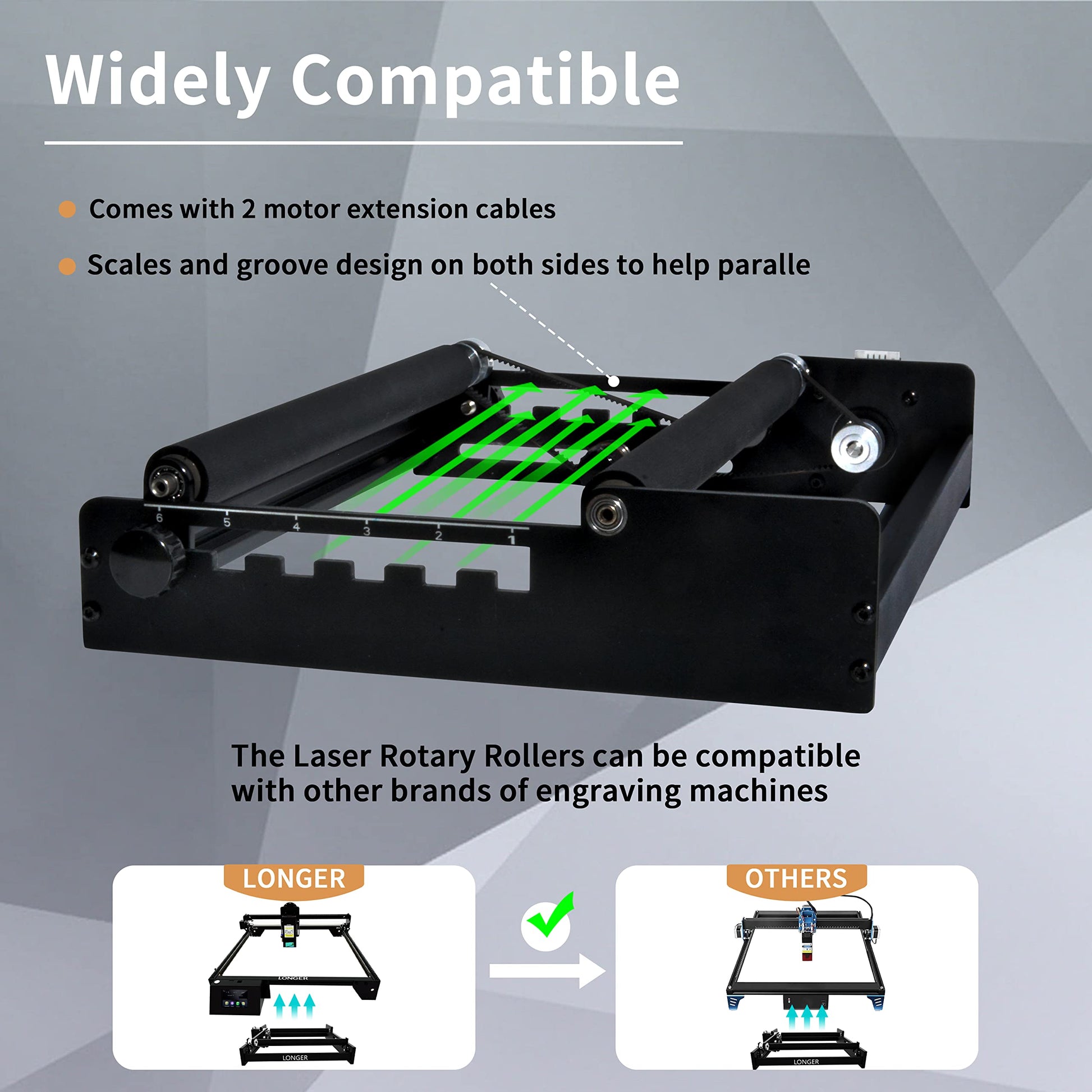 Longer Laser Engraver Rotary Roller, a Good Partner for Laser Engraving Machine， Y-axis Laser Engraver Attachment 360° Rotation, 6-100mm Engraving - WoodArtSupply