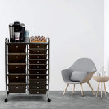 Seville Classics Rolling Utility Organizer Storage Cart for Home Office, School, Classroom, Scrapbook, Hobby, Craft, 15 Drawer, Black Seville Classics