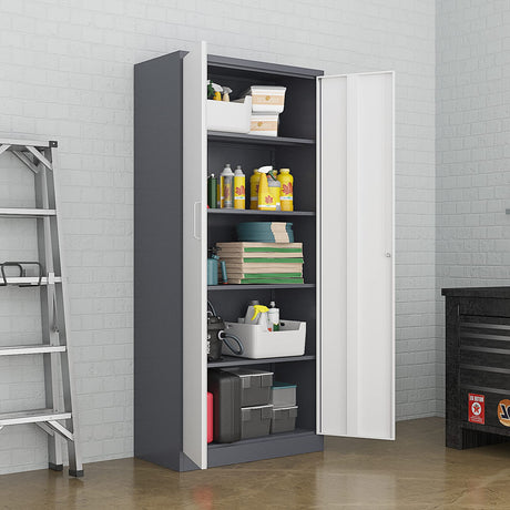 PEUKC Metal Garage Storage Cabinet, 71-inch Tall Cabinet with Adjustable Shelves & Locking Doors, Tool Cabinets for Garage,Office,Home,School,Gym PEUKC