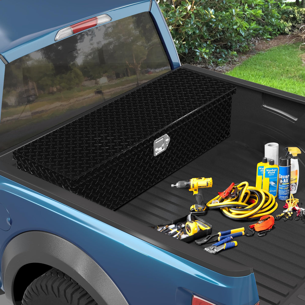 YITAMOTOR 49 Inch Truck Bed Tool Boxes Heavy Duty Aluminum with Sliding Shelf,Diamond Plate ToolBox for Pick Up Truck RV Trailer, Chest Storage YITAMOTOR