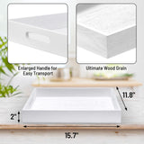 ATZYmolin Wood Serving Tray with Handles, Home Decorative Wooden Rectangle Ottoman Decor Platter Vanity Tray for Breakfast Dinner Drinks Kitchen ATZYmolin