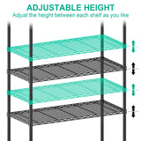 Folews 5 Tier Storage Shelves with Wheels - Metal Shelves for Storage Adjustable Wire Shelving Unit Organizer Storage Rack Shelf for Kitchen Garage Folews