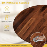 Giantex Round Dining Table, 40" D X 29" H, Rubber Wood Pedestal Table W/Round Tabletop & Curved Trestle Legs, 4-Person Dinner Table for Kitchen, Giantex