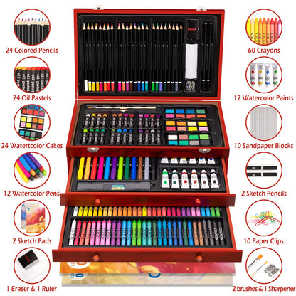 VigorFun Deluxe Wooden Art Set & 52 PCS Acrylic Paint Set - WoodArtSupply