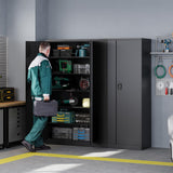 Letaya Metal Garage Storage Cabinets with Lock Door and Adjustable Shelves, Steel Tool Cabinets for Home,Office,Warehouse Organisieren (Black) Letaya