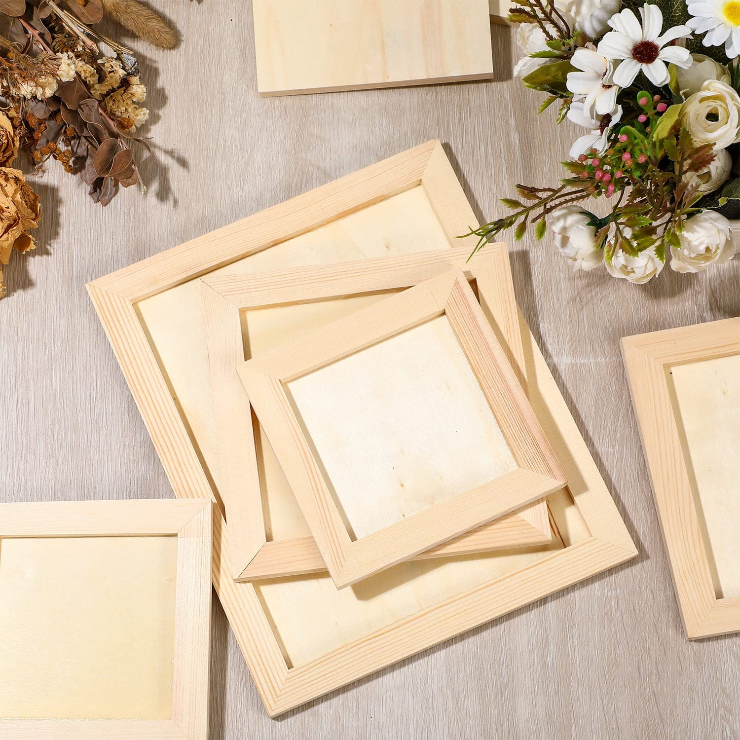 12 Pieces Wood Canvas Boards Unfinished Wooden Panel Boards Wood Paint Pouring Panels for Painting Drawing Home Decor, 3 Sizes Youyole