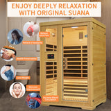 Zugoni 2 Person Far Infrared Indoor Sauna Room,1850w Carbon Canadian Hemlock Wooden Dry Sauna with Dual Control Panel and MP3 Controller, 8 Carbon Zugoni