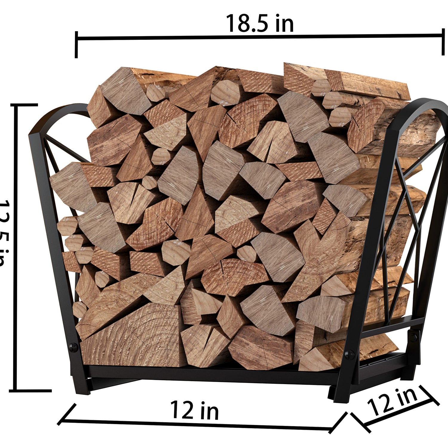 Fire Beauty Firewood Log Rack, Iron Wood Lumber Storage Holder for Fireplace, Heavy Duty Log Storage Bin for Firepit Stove Accessories Fire Beauty