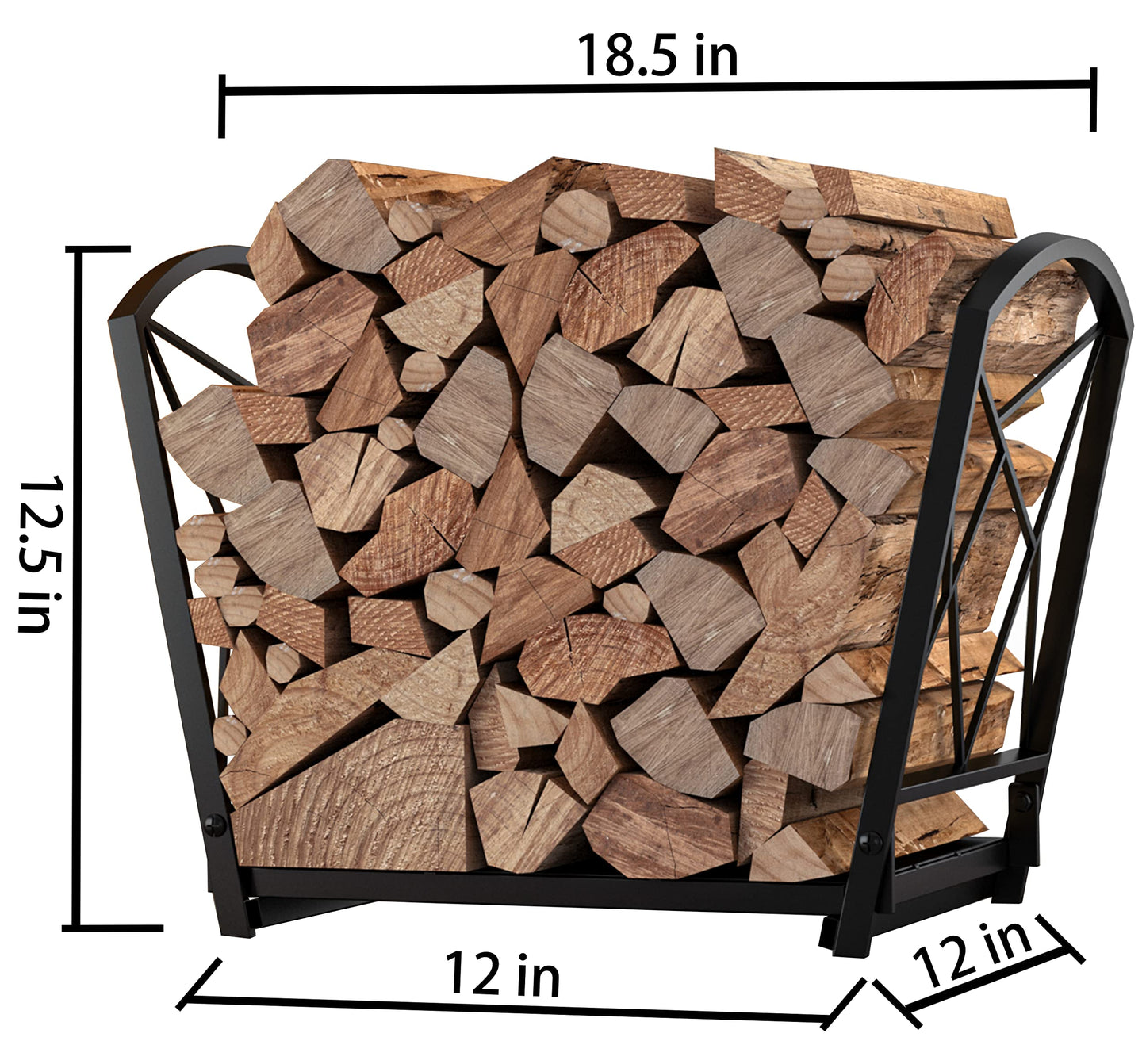 Fire Beauty Firewood Log Rack, Iron Wood Lumber Storage Holder for Fireplace, Heavy Duty Log Storage Bin for Firepit Stove Accessories - WoodArtSupply