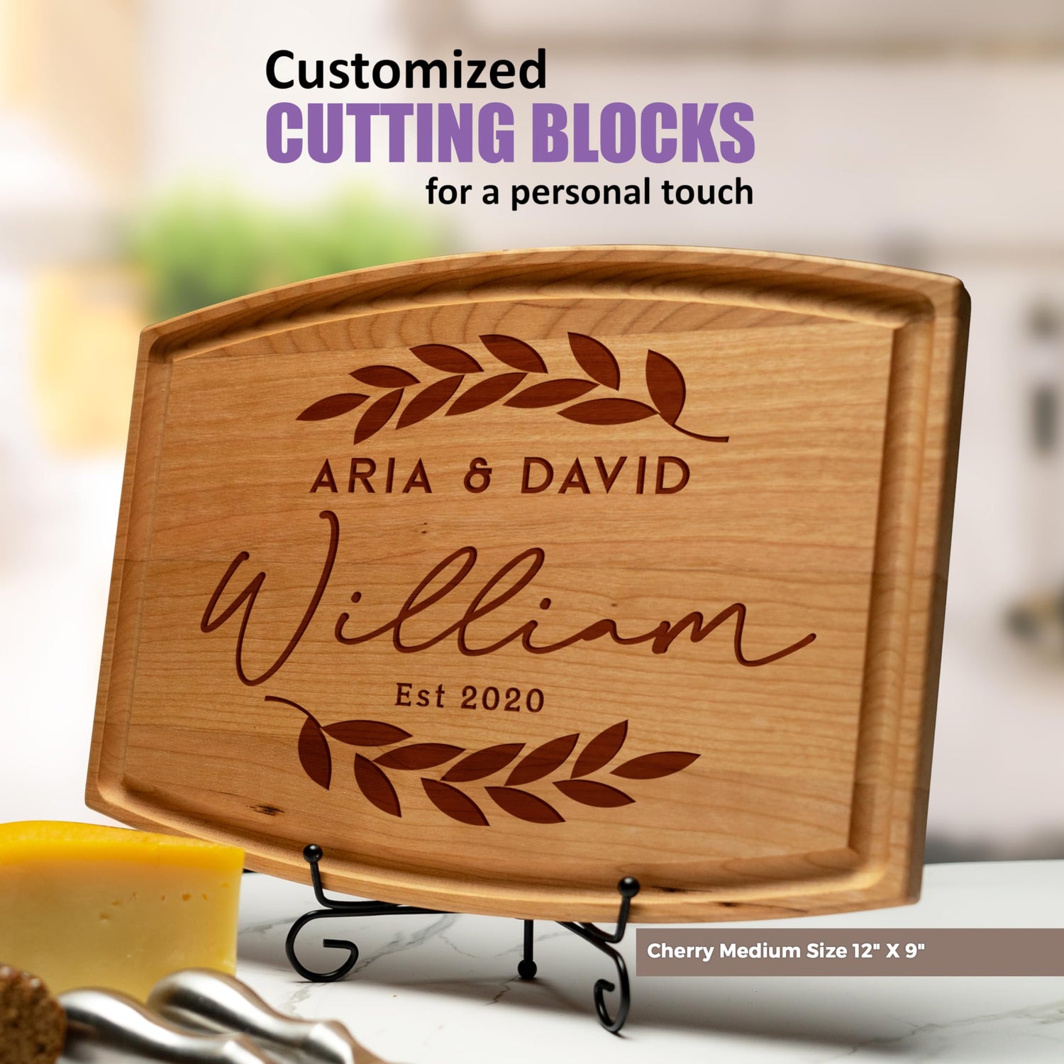 Tayfus Personalized Cutting Boards - Custom Engraved Wood Chopping Block - USA Handmade - Best Wedding, Housewarming, Anniversary, Birthday, Tayfus