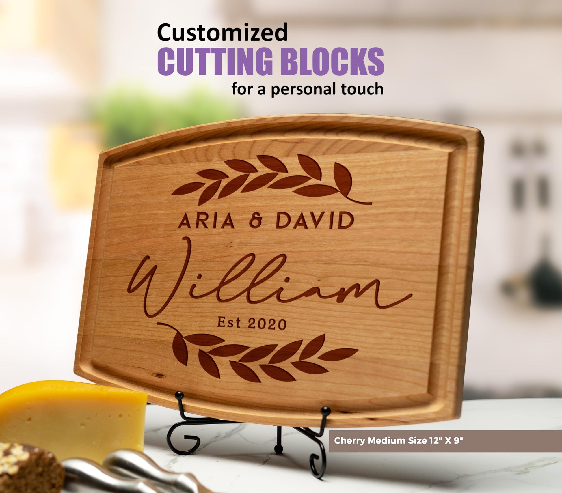 Tayfus Personalized Cutting Boards - Custom Engraved Wood Chopping Block - USA Handmade - Best Wedding, Housewarming, Anniversary, Birthday, - WoodArtSupply