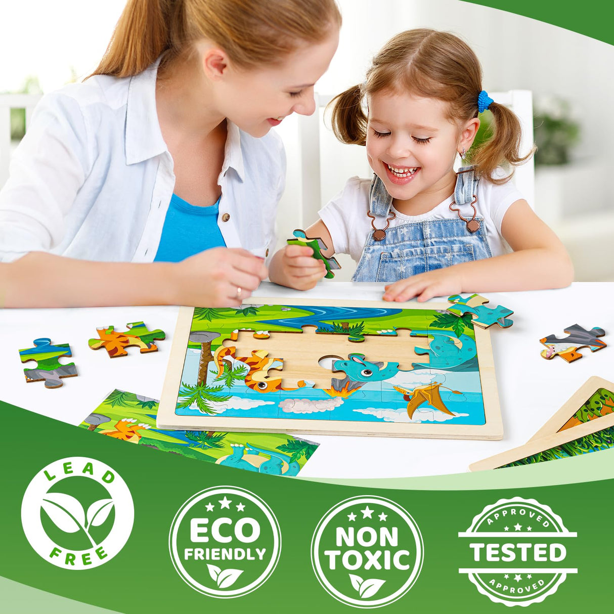 88 Colors Alcohol Markers & 4 Pack Wooden Dinosaur Puzzles VigorFun