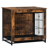 HOOBRO Dog Crate Furniture, Decorative Dog Kennel, Wooden Pet Furniture with Pull-Out Tray, Home and Indoor Use, Double Doors Modern Side End Table HOOBRO
