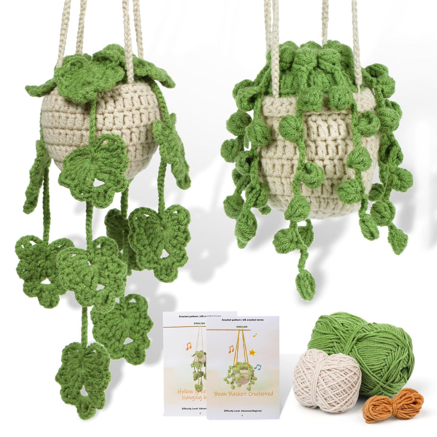 kdafio Crochet Kit for Beginners, 2PC Hanging Potted Plants Crochet Starter Kit with Step-by-Step Instructions and Video Tutorials Complete Crochet kdafio