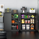 INTERGREAT 42" Metal Storage Cabinet with Locking Doors, Lockable Steel Storage Cabinet with 2 Doors and Shelves, Black Metal Cabinet with Lock, INTERGREAT