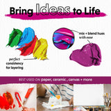 Acrylic Paint Set for Adults and Kids - 24 Pack of 12mL Paints with 3 Art Brushes, Non-Toxic Craft Paint, Halloween Pumpkin Painting Kit - Canvas, Crafts 4 All