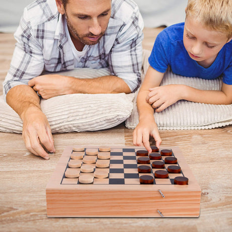 Juegoal 4-in-1 Wooden Fast Sling Puck Set for Kids and Adults, Chess, Checkers, Tic Tac Toe Games, Travel Portable Folding Tabletop Chess Board Game Juegoal