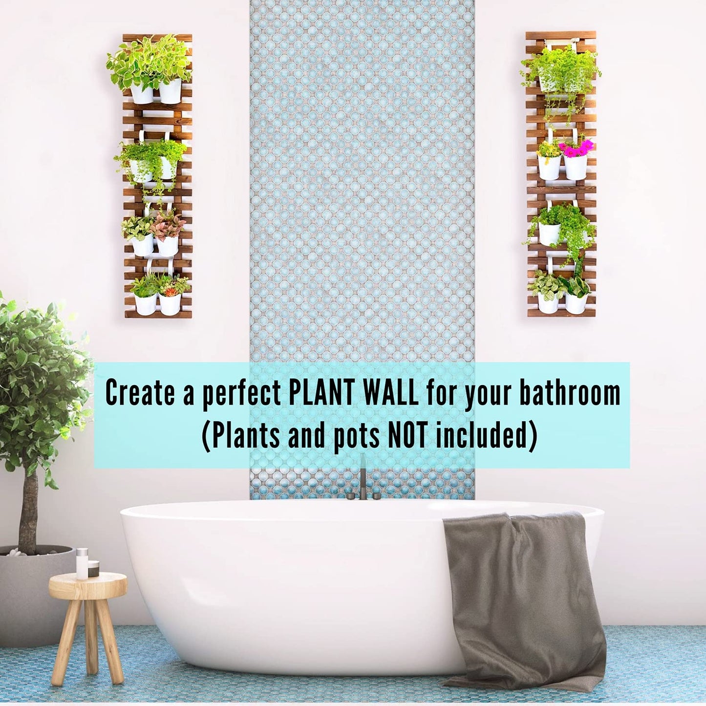 ShopLaLa Wall Planter - 2 Pack, Wooden Hanging Large Planters for Indoor Outdoor Plants, Live Vertical Garden, Plant Wall Mount Flower Pot Holder - WoodArtSupply