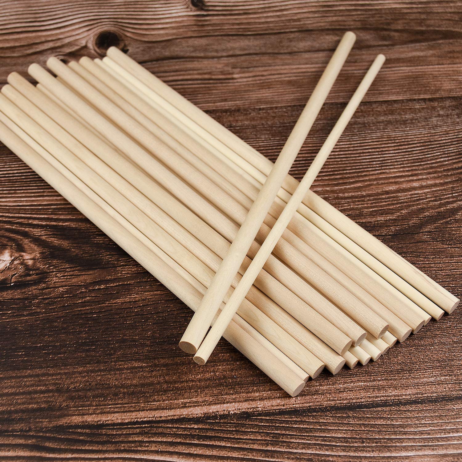 20 Pcs Wooden Dowel Rods for Craft, Unfinished Natural Wood Craft Dowel Sticks 1/4 Inch / 2/5 Inch x 12 Inch Thyores