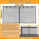 Garage Screen Doors for 2 Car Garage-16x7FT Fiberglass 2300g/5.1lb Durable Heavy Duty Magnetic Garage Door Screen Hands Free with 6 Roll Up Starps Elytsemoh