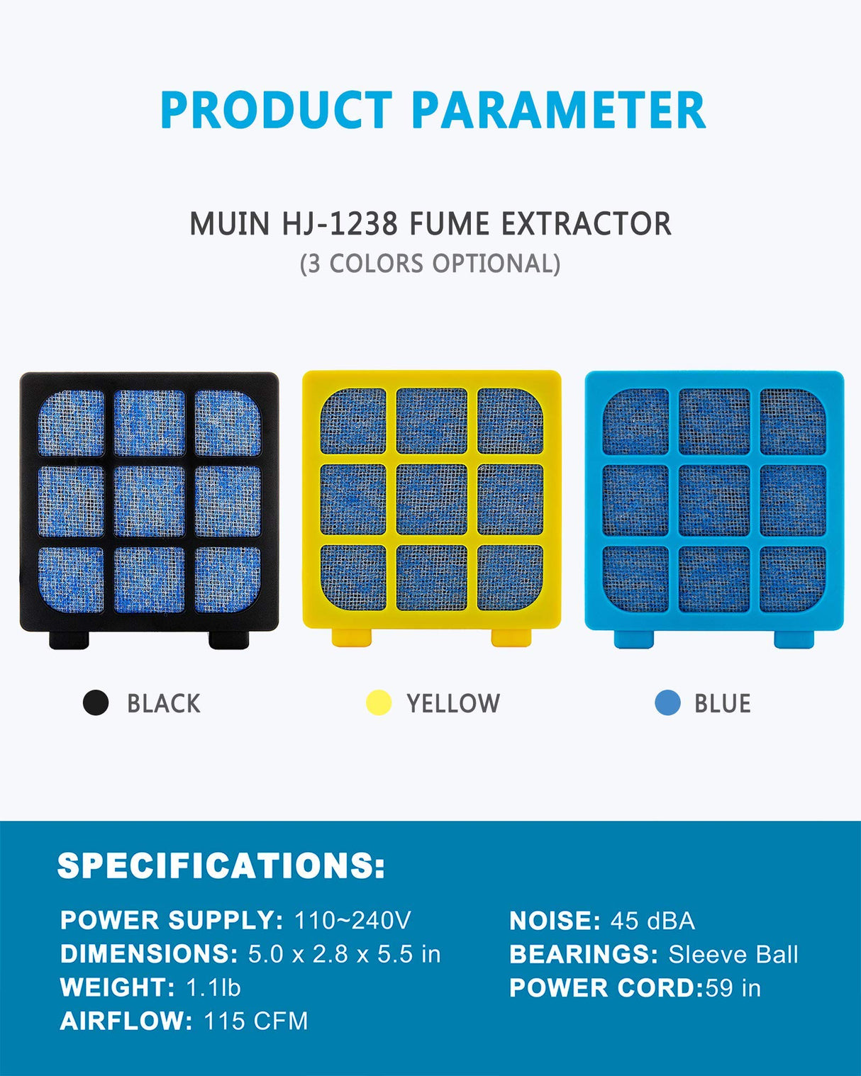 Solder Fume Extractor - MUIN 3 Stage Filtration Solder Smoke Absorber for Soldering and Wood Burning,Portable Soldering Fume Extractor Fan for MUIN