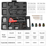 WETOLS Rivet Gun Kit with 120 Pcs Rivets, Manual Rivet Gun with 4 Interchangeable Rivet Heads and 4 Twist Drills, Pop Rivet Gun Kit with Blow Molded WETOLS