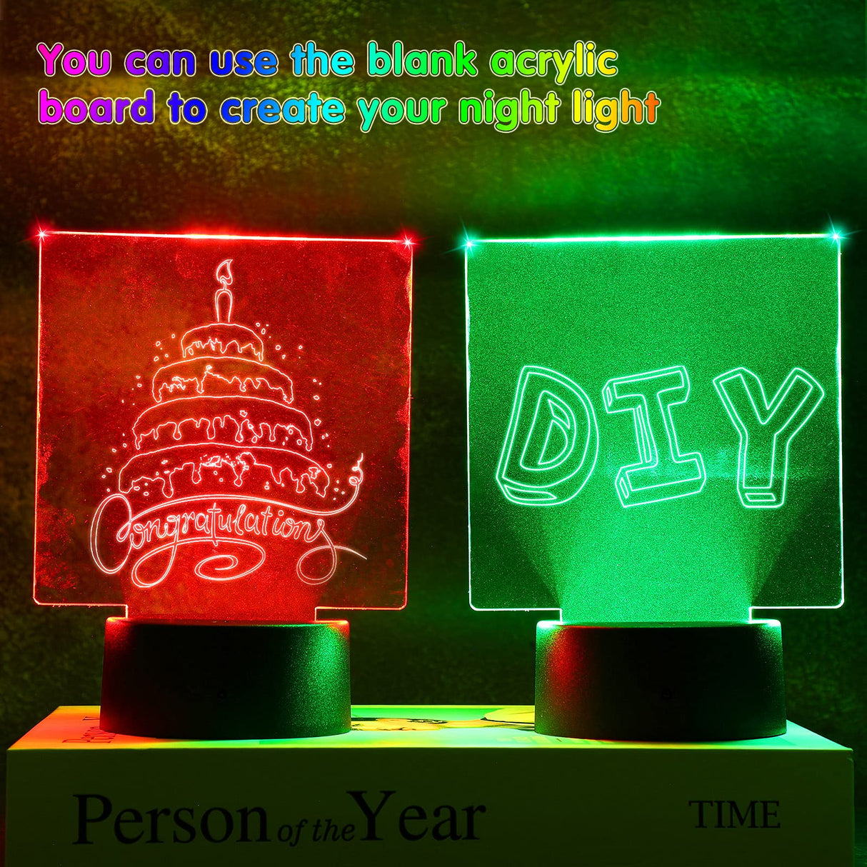 6 Sets 3D Night LED Lamp Bases Including 6 Light Display Stands 6 Clear Acrylic Sheets 6 Remote Controls 6 Charging Cables, Adjustable 16 Colors 4 Honoson