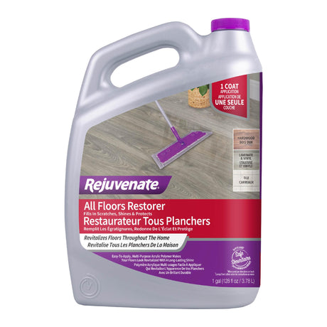 Rejuvenate All Floors Restorer and Polish Fills in Scratches Protects & Restores Shine No Sanding Required (128 oz) Rejuvenate