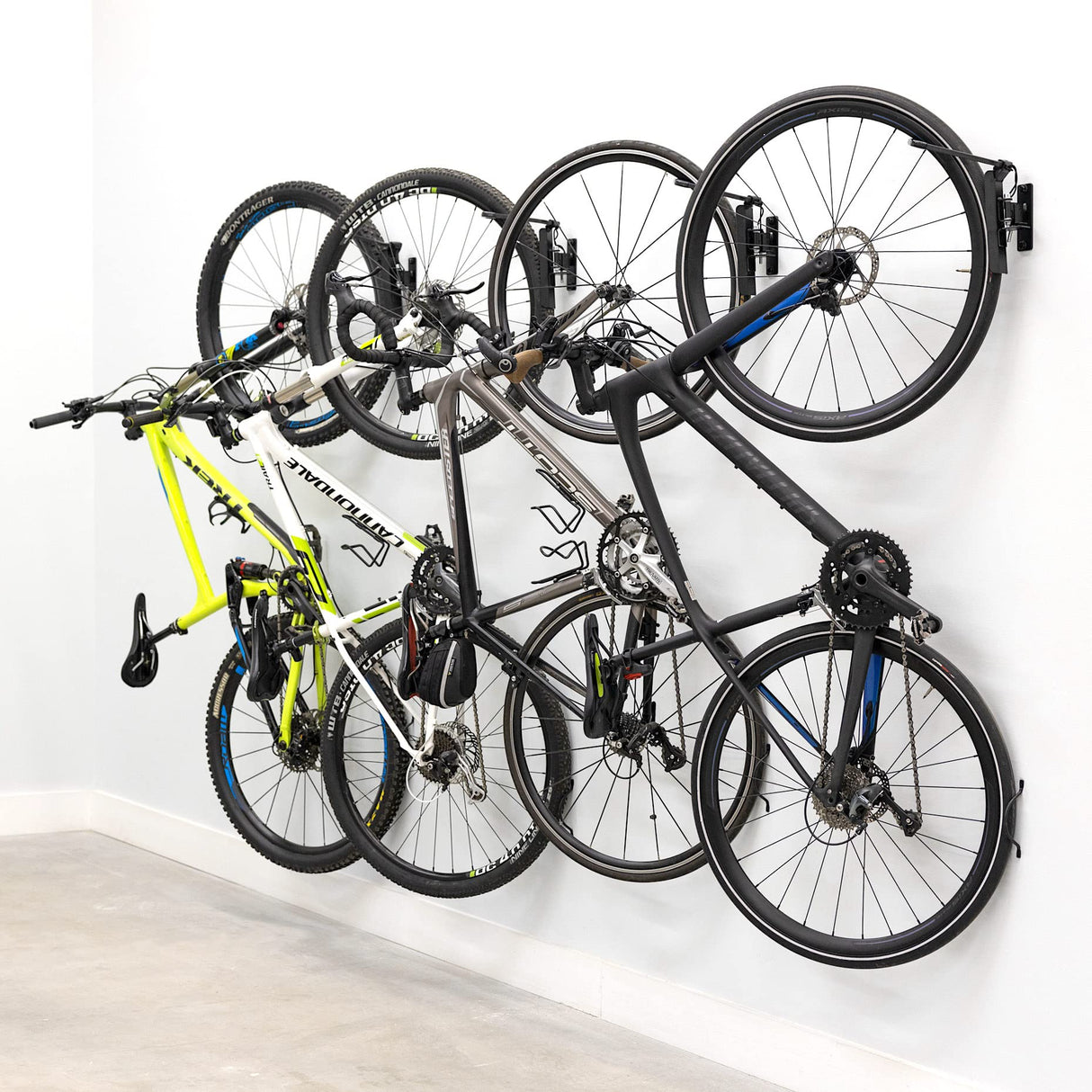 StoreYourBoard Swivel Bike Wall Rack, 4 Pack Garage Hanger Hook, Swing 90 Degrees, Vertical Bike Hanger Hook for Indoor, Bicycle Storage, Space StoreYourBoard