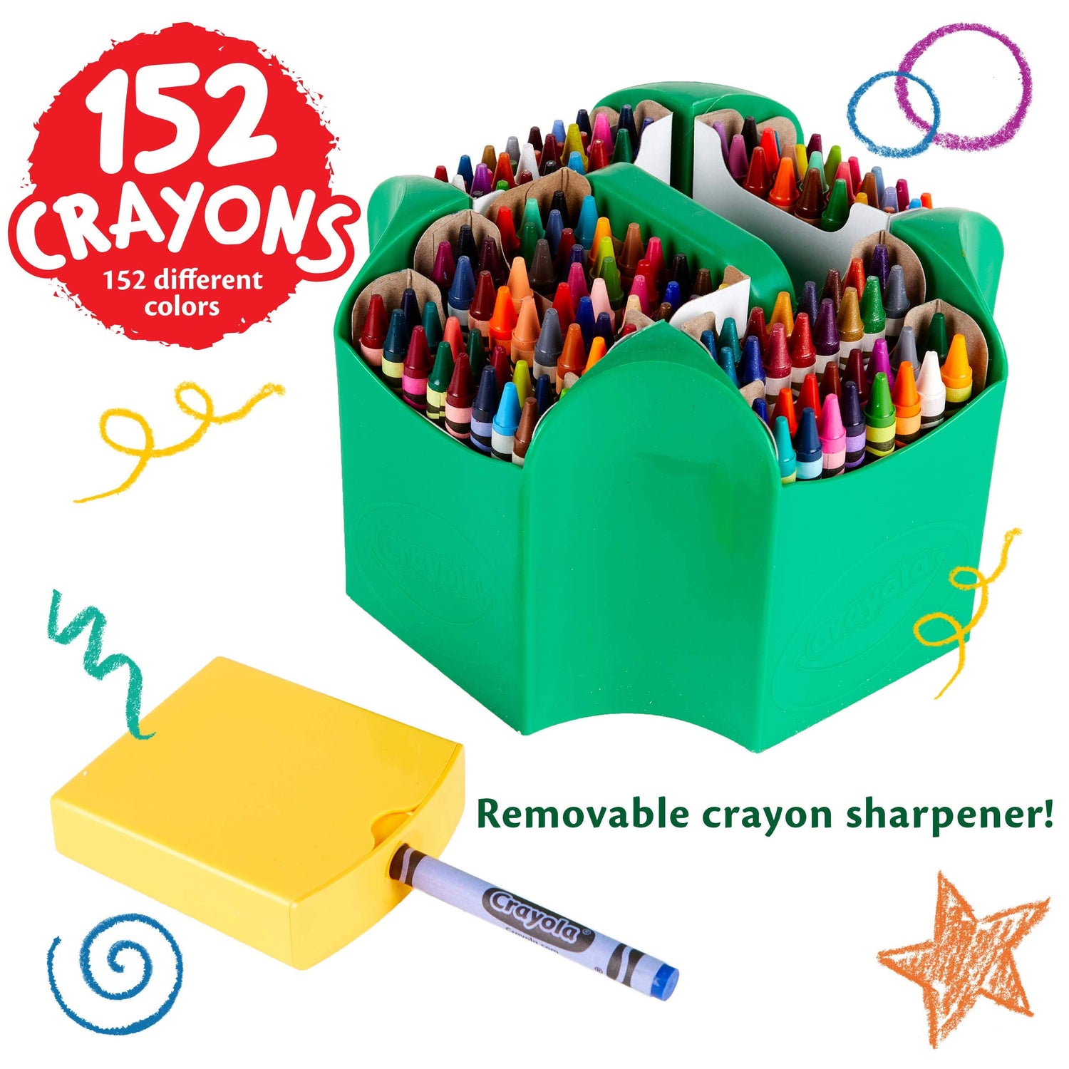 Crayola Ultimate Crayon Box Collection (152ct), Bulk Kids Crayon Caddy, Classic & Glitter Crayons, Gifts, Ages 3+ Crayola