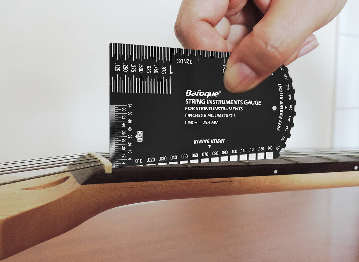 Baroque Stringed Instrument Action Ruler Gauge Luthier Measuring Tool for Electric Acoustic Guitar Bass Ukulele Mandolin Banjo SIG-10 Baroque