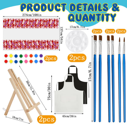 Yeaqee 13 Pcs Sip and Paint Kit Valentines Couple Painting Kit Supplies Canvas Painting Art Painting Set Pre Drawn Stretch Canvas Kit for Couple Date - WoodArtSupply