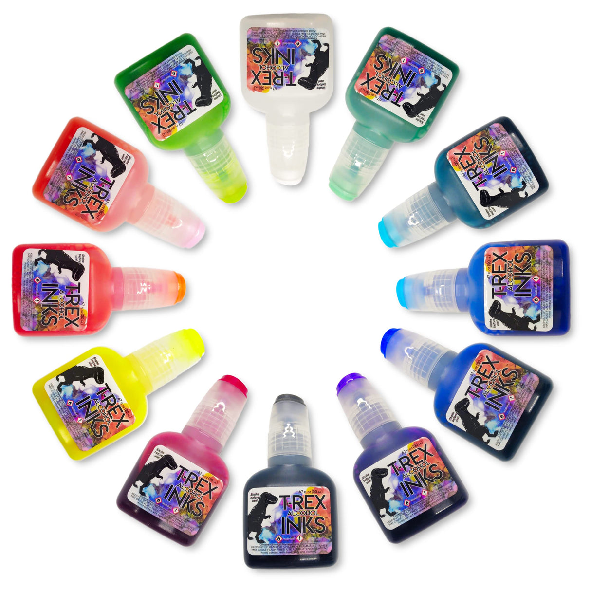 T-Rex Inks Starlight Shimmer Sparkling Alcohol Ink 12 Bottle Set - Glitter Alcohol Ink for Epoxy Resin Dye, Painting, Tumbler Making & More - T-Rex Alcohol Inks