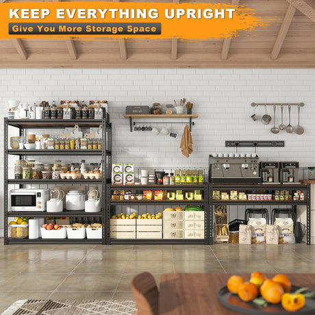 REIBII Garage Shelving Heavy Duty Load 2500LBS Garage Storage Shelves Adjustable Heavy Duty Shelving Metal Storage Shelving for Garage Metal Shelf REIBII