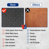 WORKPRO Metal Pegboard 16”x 32” Steel Panel with Round Holes & Vertical Slots 3-Pack, Black Heavy Duty Garage Peg Board Wall Pegboard for Wood WORKPRO