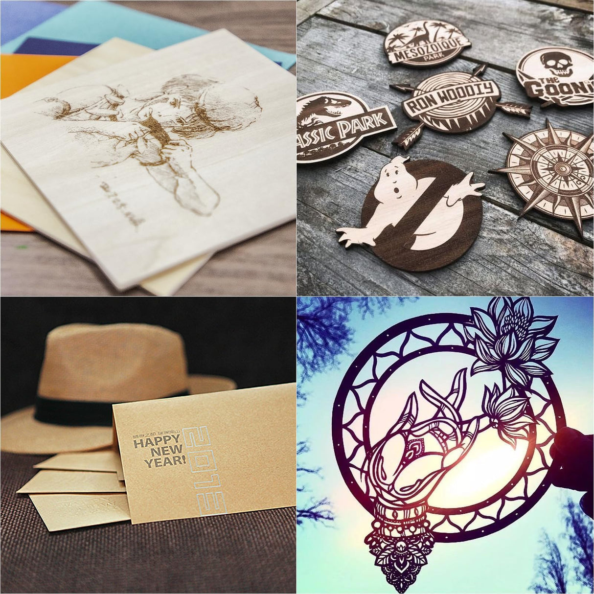 18pcs Laser Engraving Material Kit, 5.9" x 5.9" Wood Sheet/Felt/Kraft Paper,for Laser Cutting & Engraving/DIY/Painting/Modeling Creality