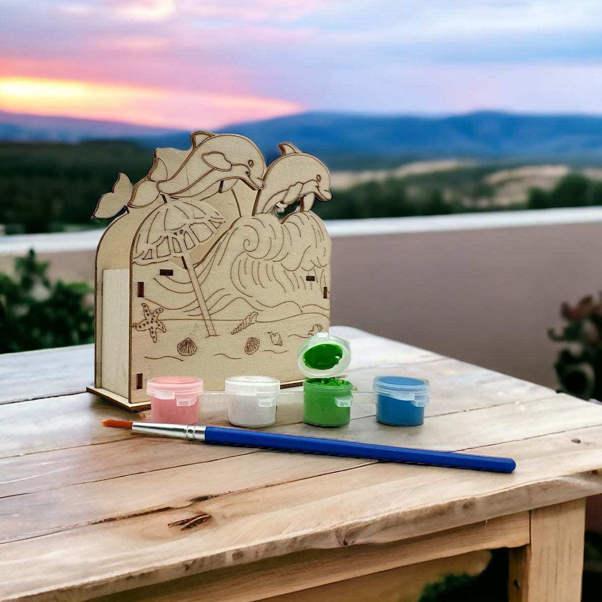 Oojami Wooden Dolphin Beach Crafting Kit: 12 DIY Unfinished Dolphin Beach Decoration Party Favors Supplies Ideal for Kids and Adults of All Ages with Oojami