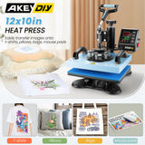AKEYDIY Upgraded Heat Press Machine for T Shirts 12x10Inch Multifunction Shirt Press Machine 360° Swing Away Sublimation Heat Press Digital Heat AKEYDIY