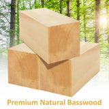 FVIEXE 3PCS Basswood Carving Blocks, 6x3x3 Inch Whittling Bass Wood Blocks for Wood Carving Unfinished Wood Blocks for Crafts Wood Carving Wood Set FVIEXE