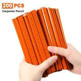 Honoson 202 Pcs Carpenter Pencil Set 200 Pcs Flat Construction Pencils with Printed Ruler Wood Graphite Pencils 2 Pcs Carpenter Pencil Sharpener for Honoson