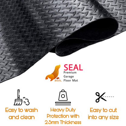 SEAL 4 x 6 Ft Premium Garage Floor Mat, 2.8mm Thick Black Commercial Grade Heavy Duty Parking Mat for Garage Floor, Golf Cart Parking, Water/Stain