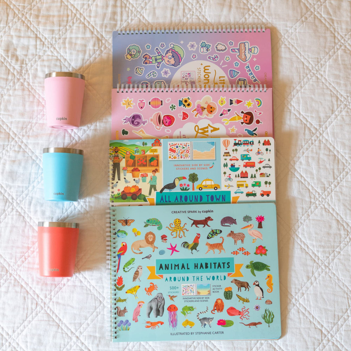 Animal Habitats Sticker Book (500+ Stickers for Kids & 12 Coloring Pages) by Cupkin - Side by Side Activity Book - Fun Sticker Books - Great for CUPKIN